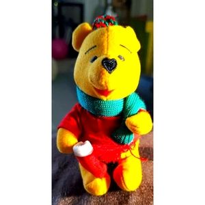 Vintage Disney Store Winnie the Pooh 4" Plush Holiday Christmas Tree Ornament